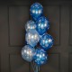 Воздушные шары синие и голубые со снежинками металлик