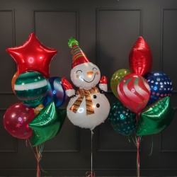 Композиция праздничная со Снеговиком и звездами
