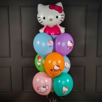 Фонтан из шаров ассорти с Hello Kitty